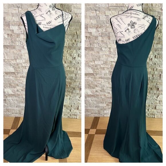 After Six One-Shoulder Draped Cowl-Neck Maxi Dress NWT - Picture 1 of 8